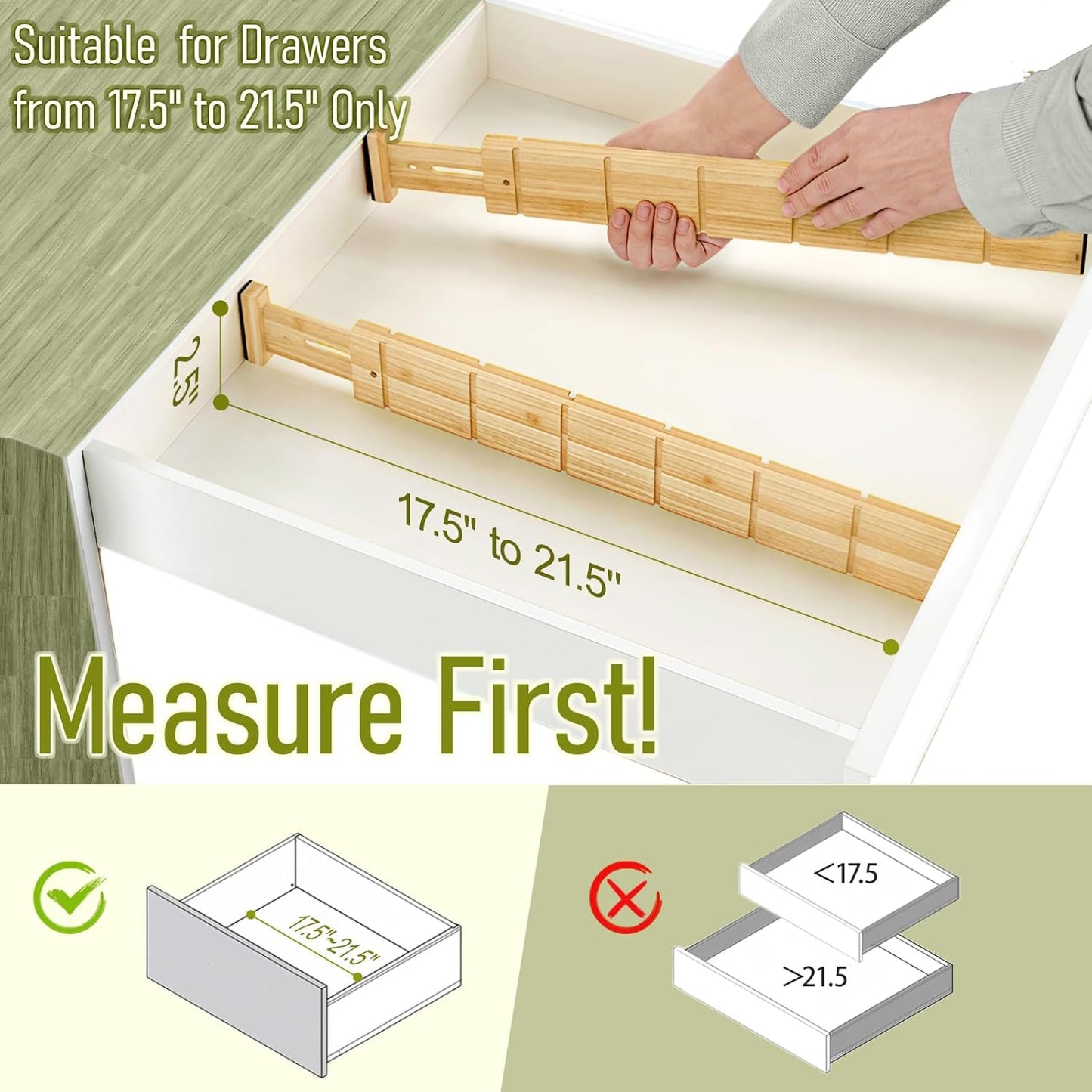 Whitmor 6-Piece Bamboo Drawer Organizers