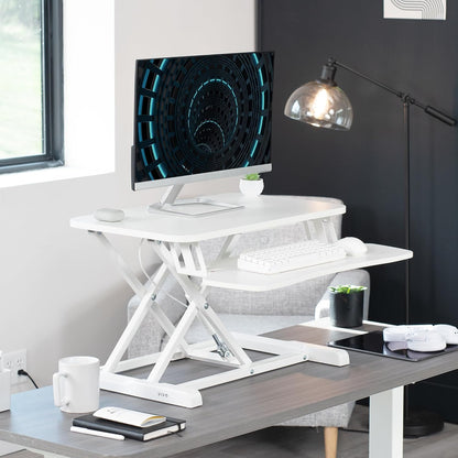VIVO 26 inch Desk Converter, K Series, Height Adjustable Sit to Stand Riser, Dual Monitor and Laptop Workstation with Keyboard Tray, Black, DESK-V026KB