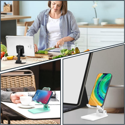 HOTEMIA Cell Phone Stand,Adjustable Foldable Phone Stand for Desk Taller iPhone Stand Compatible with All Smart Phone Desk Accessories(Green)