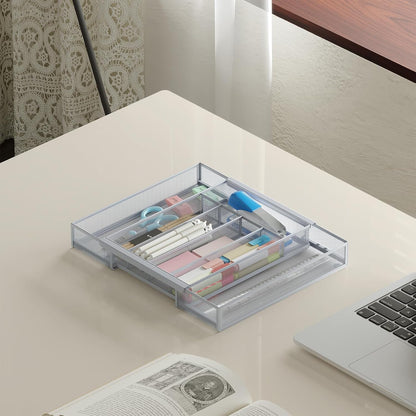 Sedegn Silverware Organizer Metal Mesh, Small Drawer Organizer, Utensil Cutlery Tray for kitchen drawers, Flatware Organizer with 5 Compartment, Black(9.3"*12.6")