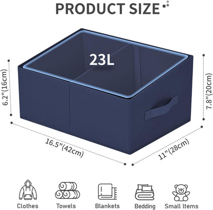 DIMJ Closet Storage Bins, 6 Pack Storage Baskets for Shelves, Foldable Closet Organizer with Handle, Linen Closet Organizers and Storage for Clothes, Toys, Towel, Books (Black)
