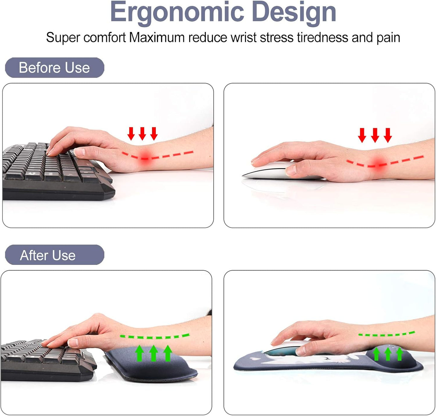 Keyboard Wrist Rest Pad Ergonomic Mouse Pad Set, ToLuLu Gel Mouse Pad Wrist Support for Computer Laptop, Mousepad Keyboard Wrist Support with Memory Foam for Easy Typing Pain Relief, Van Gogh Painting