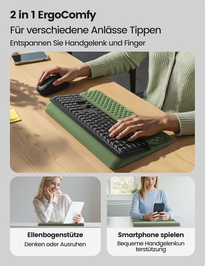 Vaydeer Wrist Rest with Keyboard Stand, Computer Wrist Support Pad, Ergonomic Keyboard Riser Holder Lifter Tray with Wrist Pad, Soft Memory Foam Desk Cushion, Palm Hand Typing for Office Home School