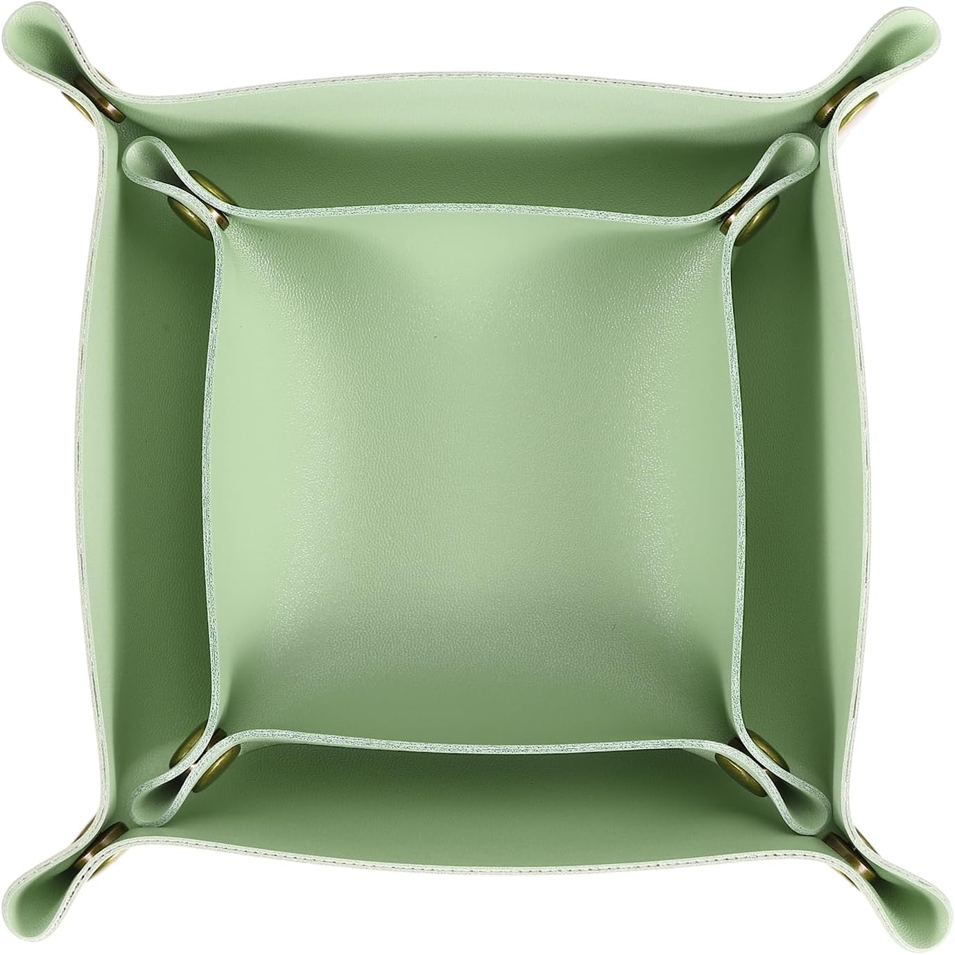 uxcell 2 Pcs Leather Valet Tray, Folding Jewelry Tray Organizer Square Travel Dish Plate Desk Organizer for Women and Men Storage Jewelry Keys Wallet Coin (2 Sizes, Beige)