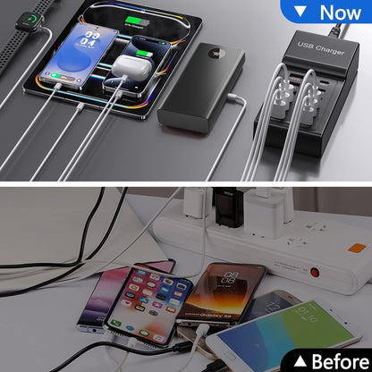 USB Charging Station 50w10A 12 Ports Multiple Charging Block, USB C Strip for iPhone 13/14/15/16/17/Smartphone/Tablet/Watch/Headphones and Multiple Charger Plug