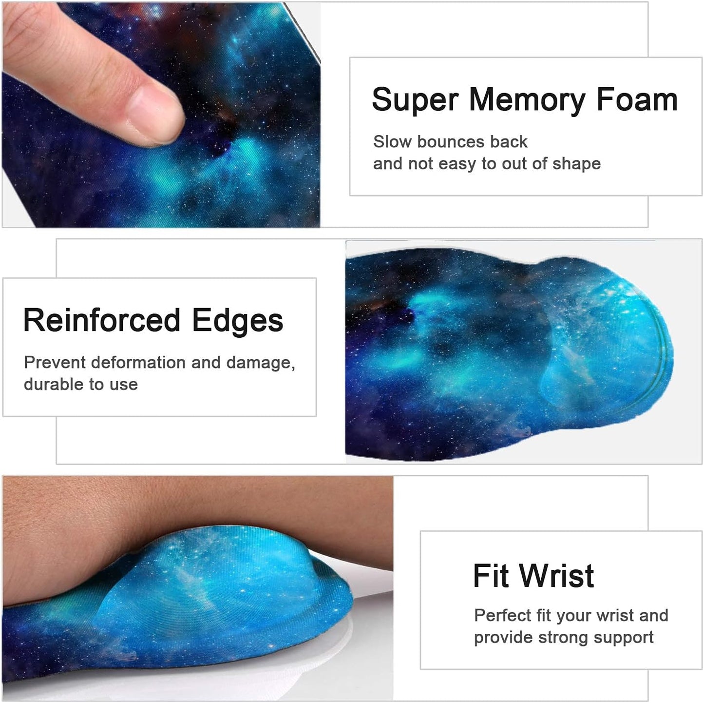 LATEEFAH Mouse Pad with Wrist Rest, 3-in-1 Gaming Mouse Pad, Keyboard Wrist Rest, Ergonomic Memory Foam Mousepad with Wrist Support for Computer Keyboard