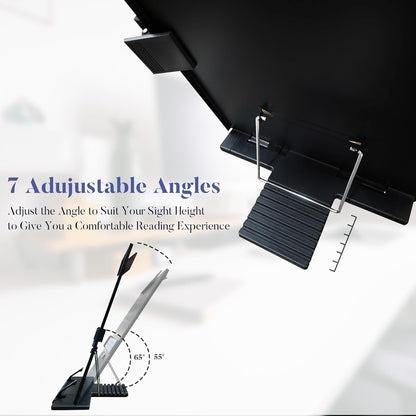 Desktop Document Holder, Black Paper Holder Stand for Desk, Metal Paper Stand for Desk When Typing, 7 Adjustable Angles Copyholder