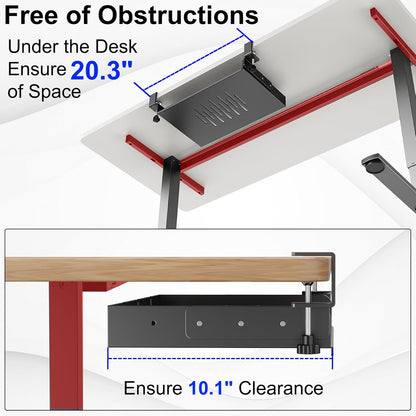 BYMECOST No Drill Under Desk Storage Shelf, Metal Under Desk Drawer Organizer with Clamp, Mount Under Desk Shelf Adds Tray, Desk Drawer for Office Desks, Table, Gaming Desk, Workstations (White)