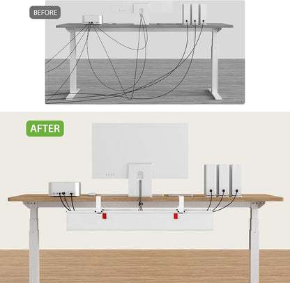 KEEGH Extra Large 48" Under Desk Cable Management Tray - Under Desk Cord Management - Clamp/Screw Mount - Support Upto 70lbs - Fabric Wire Management - Cable Raceways Tray Cord Hiders for Office/Home