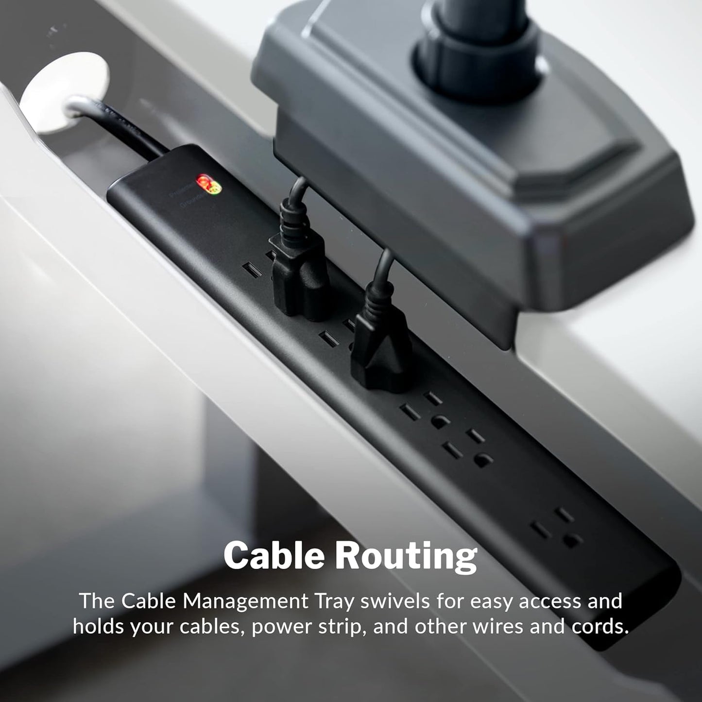 Vari Cable Management Tray - Under Desk Cord & Wire Organizer - Ideal for Home Office Sit Stand Desks - Fits Adjustable Electric Standing Desk 48x30, 60x30, 60x24, 72x30 - Easy Assembly (Black)