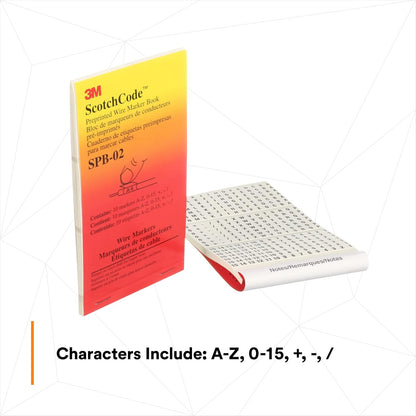 3M ScotchCode Pre-Printed Wire Marker Book SPB-03, Vinyl Coated, Black Printed Numbers (10) each 1–45, White Background Highlights Characters, 1 Book