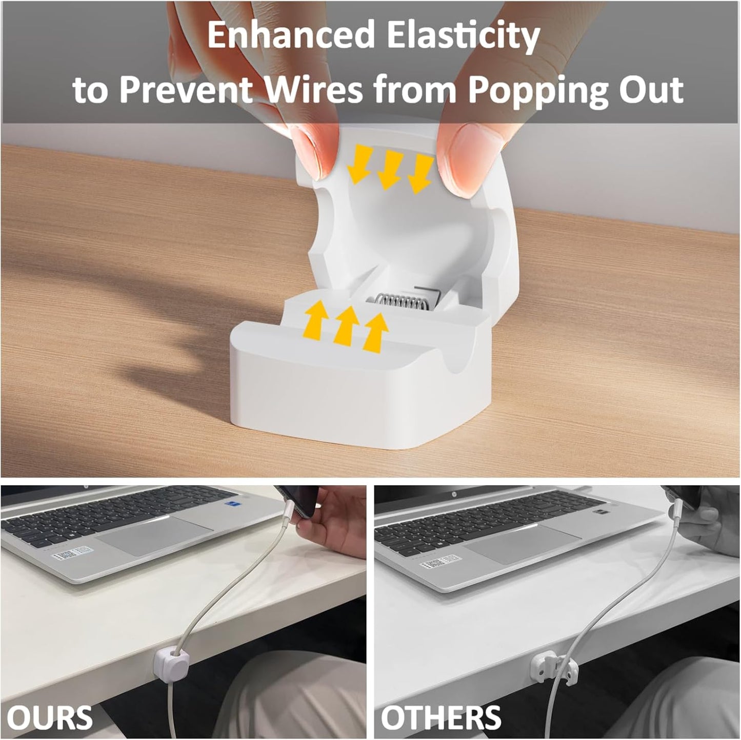 Rotatable Cord Organizer, Enhanced Spring Cable Clips, Strong Adhesive Cable Management, Desk Cord Holder for Nightstand, Office Accessories and Car (4 White + 4 Black)