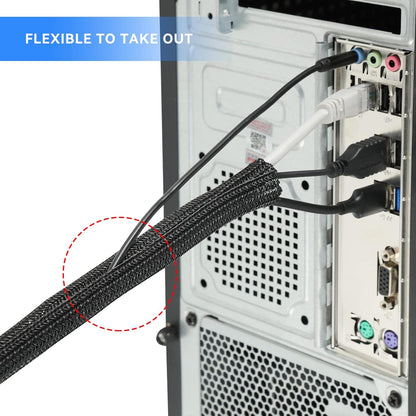 AGPTEK White Cable Sleeve, 2 Pack 5ft - 1.2 Inch Cable Management, Desk Cord Cover Organizer Wire Hider for Computer TV Wire Loom Tubing, Pet Proof Cord Protector from Cat Dog Chewing, White