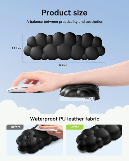 Laborio Elbow Pad for Desk, L-Shaped Desk Edge Arm Rest Cloud Wrist Rest, Non-Slip Memory Foam Wrist Pads, 2-Pack White Wrist Support for Keyboard, Mouse, Laptop