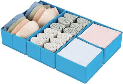 DIMJ Drawer Organizers Clothes, Dresser Organizer Bins for Baby Clothes,Underwear and Sock, Fabric Closet Organization and Storage Boxs, Drawer Dividers for Nursery, Clothing, Tie - 4 Pack, Beige