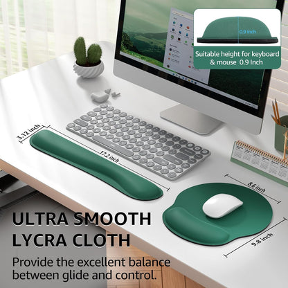 KTRIO Ergonomic Keyboard Wrist Rest and Mouse Pad with Wrist Rest Set, Memory Foam Wrist Support for Typing, Gaming, Office and Home Use, Black