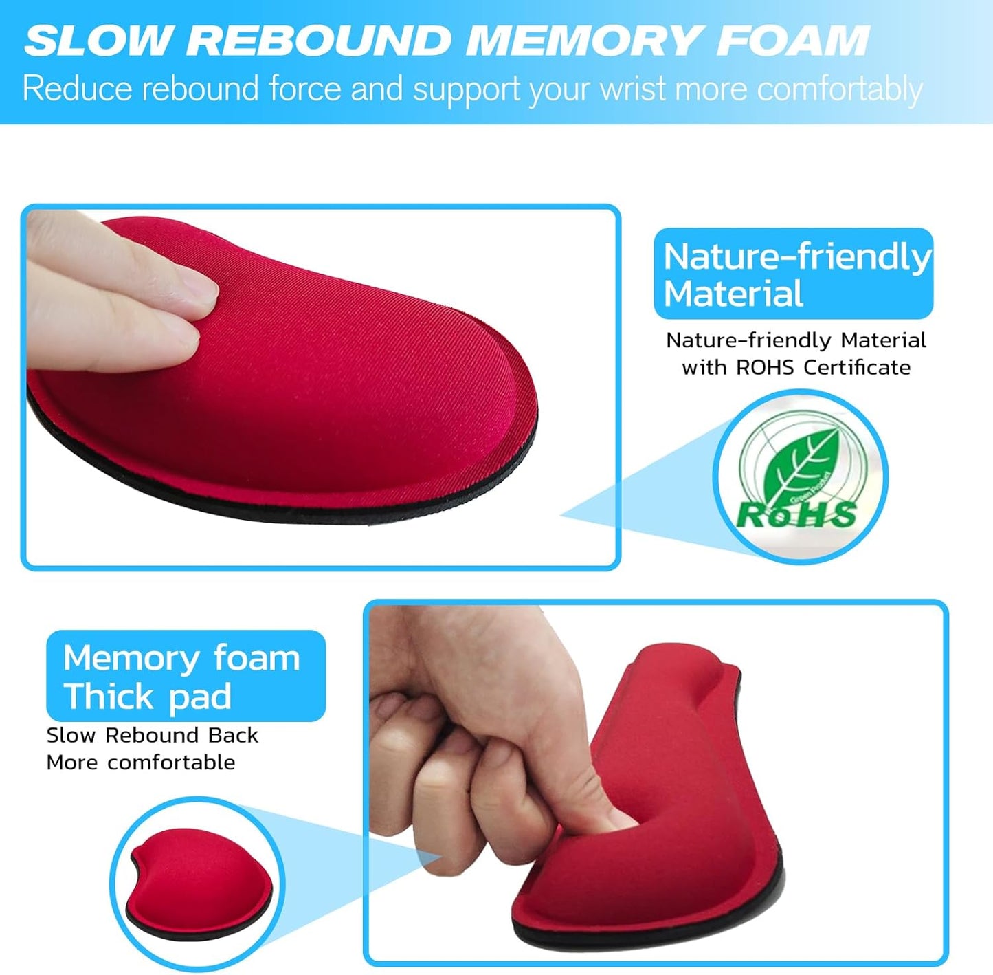 Keyboard Wrist Rest and Mouse Wrist Rest Set - Ergonomic Memory Foam Wrist Cushion - for Wrist Support on Computer, Laptop, Office, Playing Games, Typing Relieves Wrist Pain Black