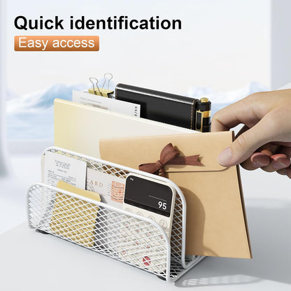 gianotter Mail Organizer Countertop, Metal File Holder with 3-Slot, Rose Gold Desk Accessories & Workspace Organizers (Rose Gold)