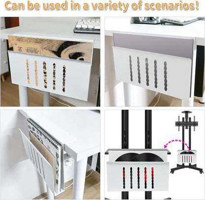 Desk Side Storage, Under Desk Storage, No Drill Steel Hanging Desk Organizer, Laptop Holder, Desk Storage Holder for Office & Home.(Black)