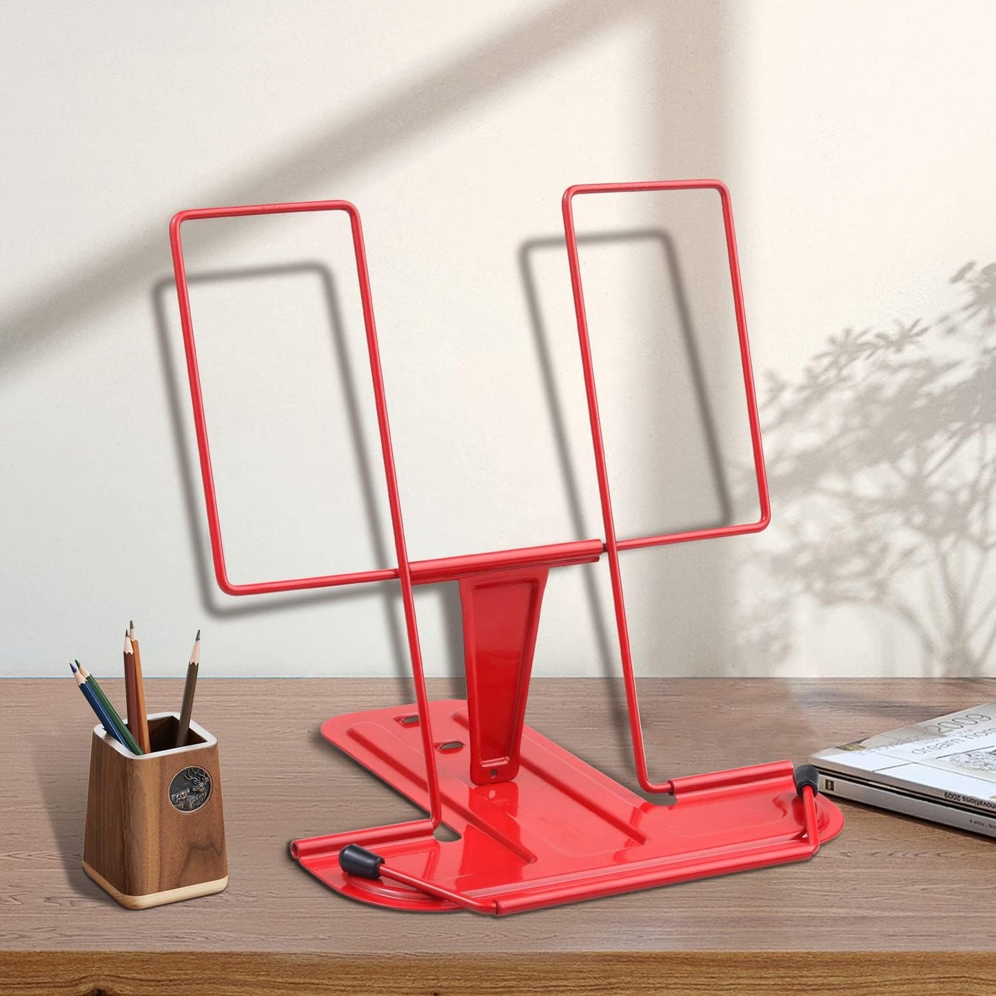 Honagu Book Stand for Reading, Adjustable Reading Rest Book Holder, Documents Holder, Sturdy Typing Stand for Recipes Textbooks Tablet Music Books (Green)