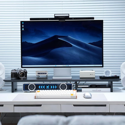 Bamboo Dual Monitor Stand Riser Natural, 2-Tier Desk Monitor Riser for 2 Monitors, Supports for PC Computer Monitor, Printer, Heavy TV Riser up to 300 lbs