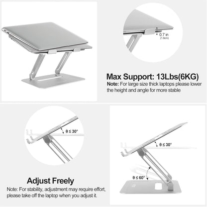 Urmust Adjustable Laptop Stand for Desk Aluminum Computer Stand for Laptop Riser Holder Notebook Stand Compatible with MacBook Air Pro Ultrabook All Laptops 11-17 inch (Black)