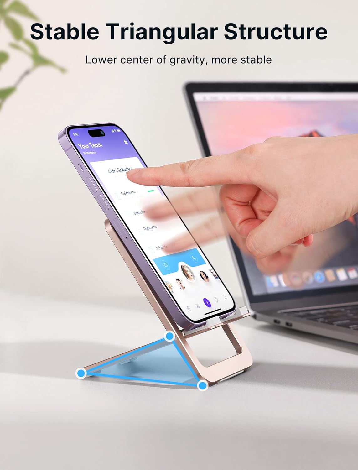 JSAUX Cell Phone Stand, Foldable Aluminum Adjustable Phone Holder for Desk Portable Travel Essentials Office Accessories for iPhone 17 16 15 14 13 Pro Max Samsung S25 S24 S23 Ultra Kindle-Gray