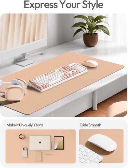 YSAGi Leather Desk Protector, Office Mat, Large Mouse Mat, Non-Slip PU Leather Blotter, Laptop Pad, Waterproof Writing Pad for Office and Home (Light Pink, 23.6" x 13.8") - Colors A