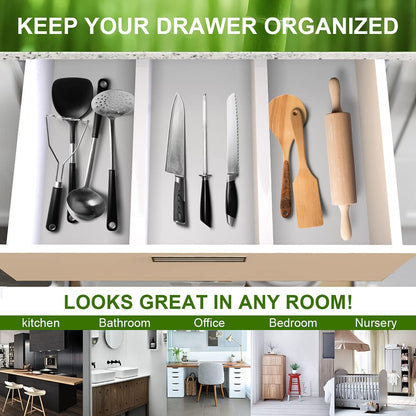 ANTOWIN Bamboo Drawer Dividers Organizers, Drawer Separators Splitter,17-22 inches Long Adjustable Spring-loaded Organizer for Large Utensil, Clothes, Tools Drawers(yellow)