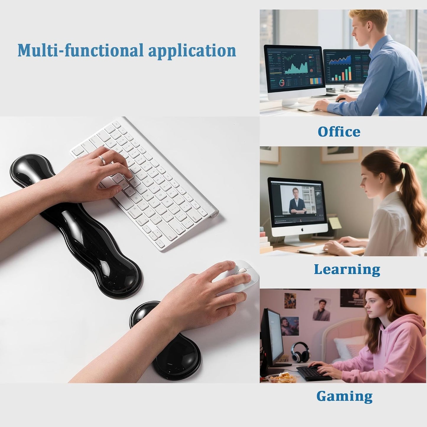 Clear Gel Wrist Rest for Keyboard, Keyboard Wrist Rest for Typing Pain Relief, Ergonomic Keyboard Arm Rest, Suitable for Office, Gaming, Computer, Laptop - Pink