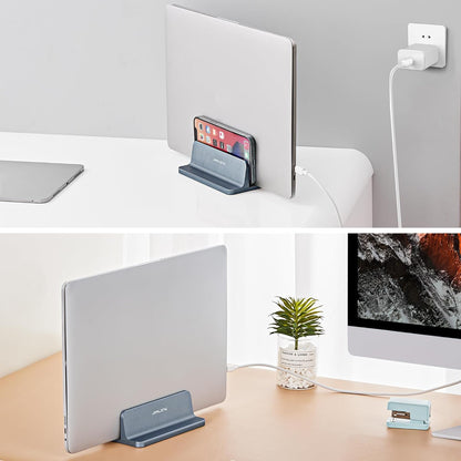 JARLINK Vertical Laptop Stand, Aluminum Laptop Holder Desktop Stand with Adjustable Dock Size (up to 17.3 inches) Compatible with All MacBook/Surface/Dell/Gaming Laptops (Silver)