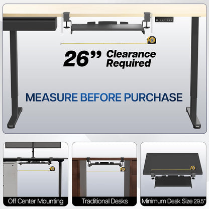 VIVO Large Clamp-on Computer Keyboard and Mouse Under Desk Slider Tray, 27 x 11 inch Pull Out Platform Drawer, White, MOUNT-KB05W
