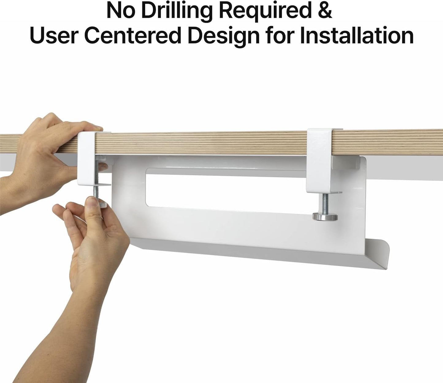 Under Desk Cable Management Tray, Cord Hider, Cord Organizer, Cable Organizer, Cable Hider, Cord Management, No Drilling Required - White Cable Manager for Desk