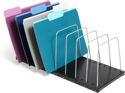 Huron Steel Wire Adjustable Vertical 8-Slot Desk File BinderOrganizer Storage