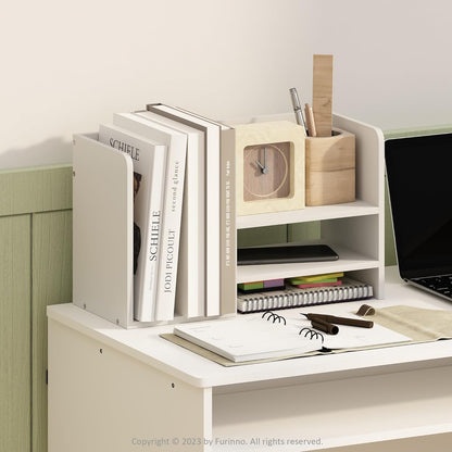 Furinno Classic Desk Organizers and Accessories, 2-Tier Monitor Riser, Office Organization, Desk Top Book Shelf, for Office Supplies, Office Desk Accessories, Dark Espresso