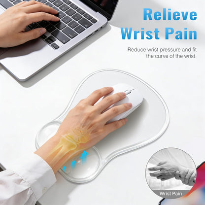 Ospelelf Mouse Pad with Wrist Rest Set Gel Ergonomic Keyboard Wrist Support Anti-Slip Rubber Bottom Office Women Desk Accessories for Computer, Laptop and Gaming, Black and Grey