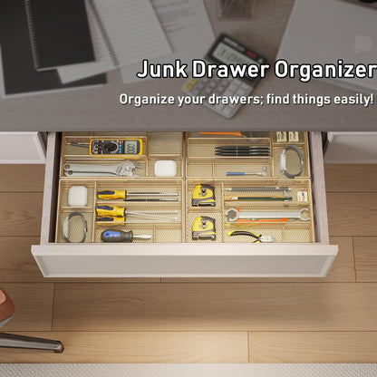 Desk Drawer Organizer Tray, Office Drawer Organizer, Workspace Organizers, Suitable for Tools, Pencils, Office Supplies Storage (Black)