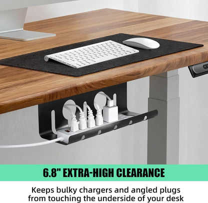 Under Desk Cable Management, 2 Pack 17" Cable Tray Organizer, No Drill or Screw Mount, Standing Desk Cable Management, Cord Organizer, White
