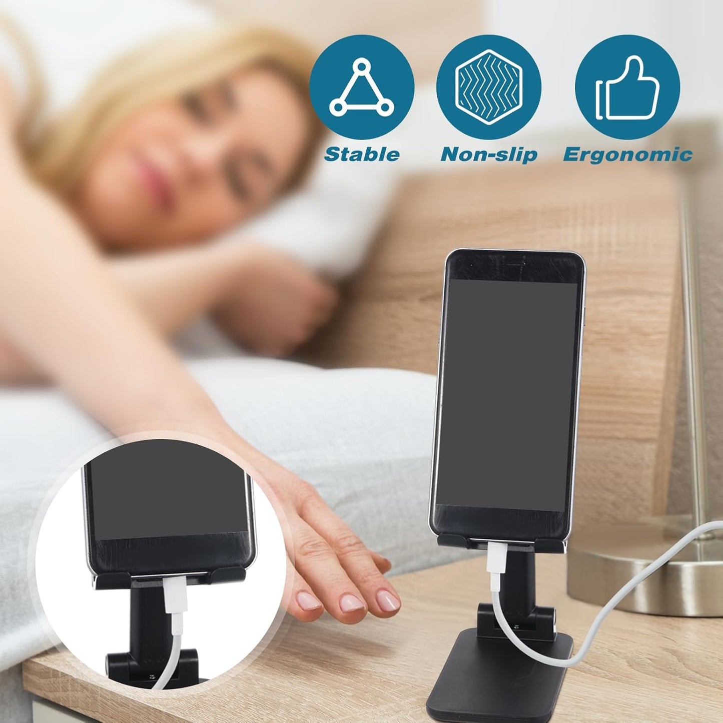 Wonderjune 12 Pcs Cell Phone Stand for Desk Phone Holder Stand Foldable Angle Height Adjustable Portable Holder Tablet for Office Travel Photography (White)