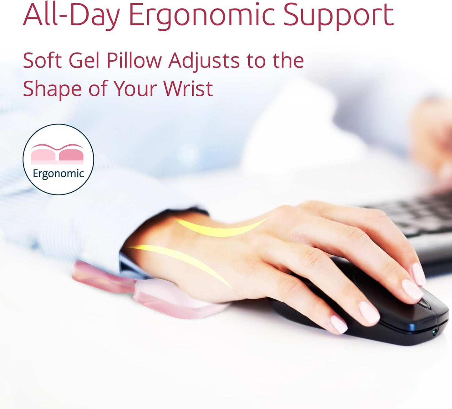 Kensington Duo Gel Loop Wrist Rest for Keyboard, Wrist Pad for Full Size Keyboard, Ergonomic Wrist Pad, Non-Skid Computer Pad with Wrist Support, Pink K62679WW, 17.7" x 3.7"x 0.9”
