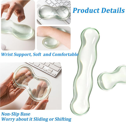 Clear Gel Wrist Rest for Keyboard, Keyboard Wrist Rest for Typing Pain Relief, Ergonomic Keyboard Arm Rest, Suitable for Office, Gaming, Computer, Laptop - Pink