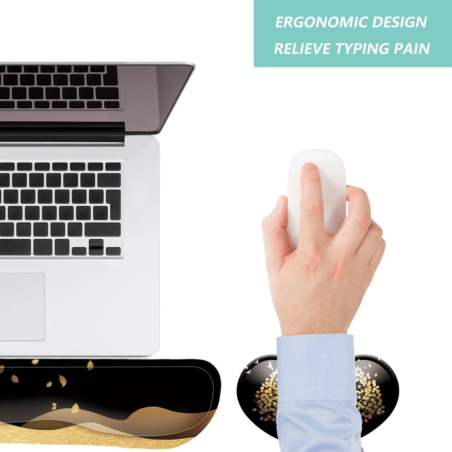 Keyboard Wrist Rest Mouse Wrist Support Set, Memory Foam Wrist Rest Pad for Computer Laptop Keyboard Mouse, Ergonomic Wrist Cushion Support for Typing Pain Relief, Gaming Home Office, Purple