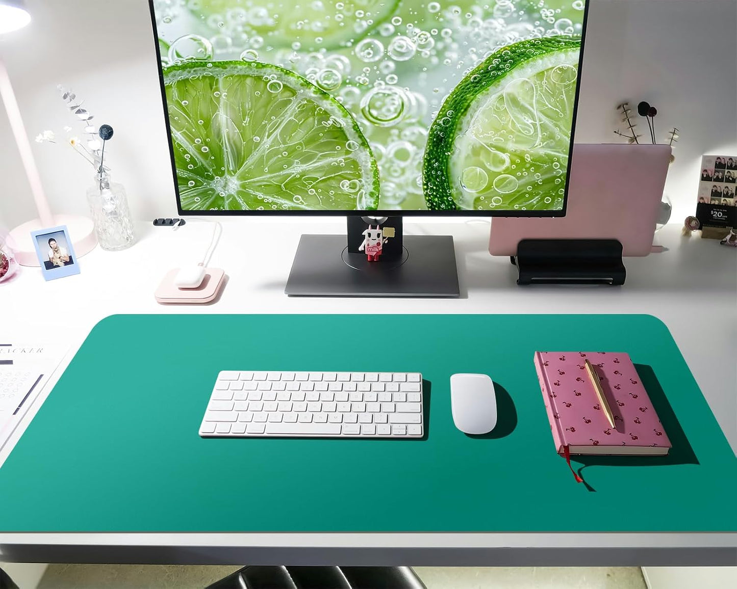 Bloss Leather Desk Pad and Keyboard Wrist Rest, Large Mouse Pad + Keyboard Pad+Mouse Wrist Support, Non-Slip Desk Mat Protector for Office, Home(31.5×15.7 Inches,Beige)