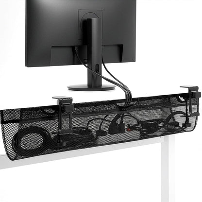 VIVO No Drill Clamp-on 36 inch Mesh Net Under Desk Cable Management Wire Organizer, Adjustable Home Office Standing Desk Cord Storage Sleeve, Black, DESK-AC36MH