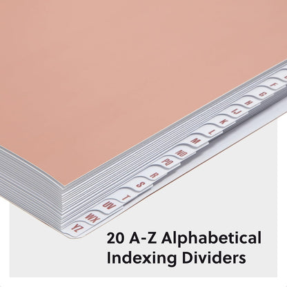 Smead Expandable Desk File Sorter, Alphabetical A–Z Organizer, 20 Laminated Index Dividers, Letter Size, Rosewood (89214)