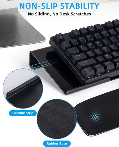 Keyboard Stand with Wrist Rest - Comfortable Wrist Pad for Easy Typing, Keyboard Tray for Office, Home, School (Fits Most Standard Keyboards)