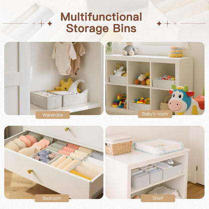 Criusia Drawer Organizer Clothes, 10 Pack Dresser Organizer for Baby Clothes, Underwear, Sock- Foldable Closet Organization and Storage Dividers Bins for Nursery, Bedroom (Beige)