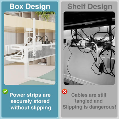 No Drill Under Desk Cable Management Tray, SONATURE 15.7" Cord Organizer for Table, Clamp Mount Desk Cable Management, Premium Carbon Steel Cable Organizer for Office, Home (Black)