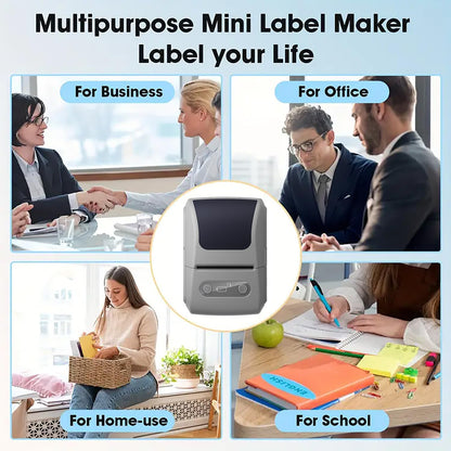 Label Maker with Tape, Label Printer for Business, Sticker Printer- Compatible with 12-57mm Width Labels, Wireless Connectivity, High-Speed Printing, 1200mAh Battery for Office & Home (White)