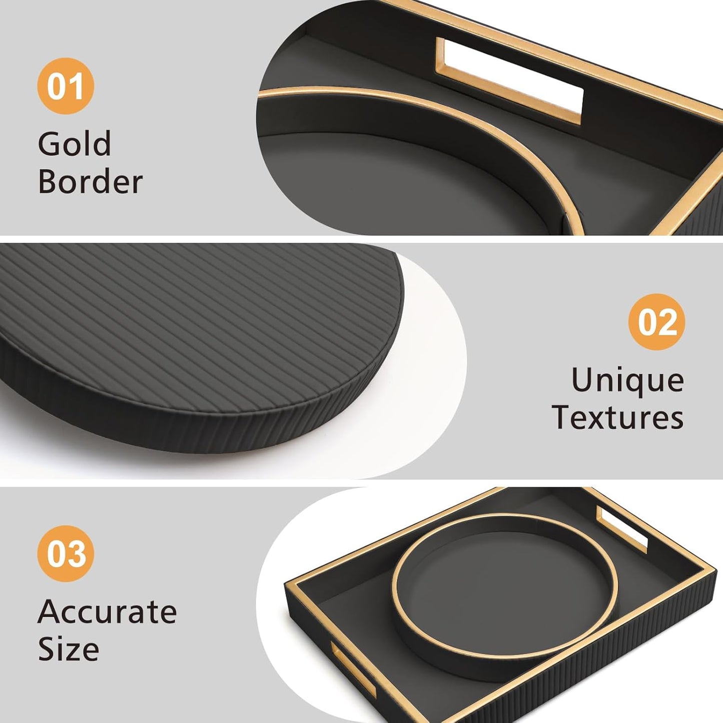 SANZIE Leather Tray Desktop Storage Organizer Premium Serving Tray Decorative Tray Valet Tray for Sundries Cosmetics Phone Wallet Cutlery (Black Holder)